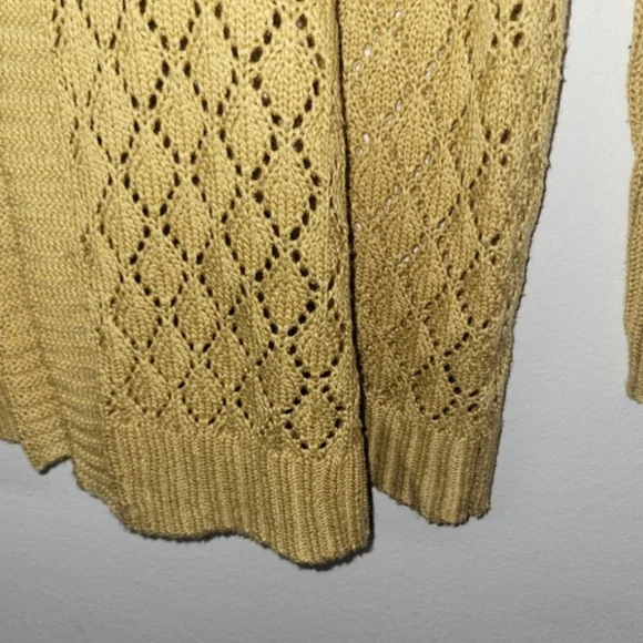 Marled Mustard Yellow Open-Front Knit Cardigan - Picture 6 of 12